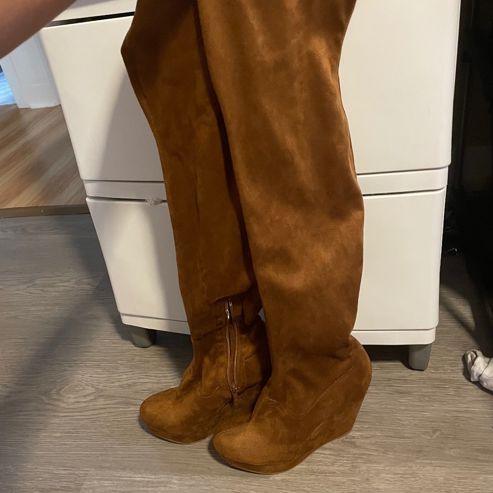 Knee high tan boots